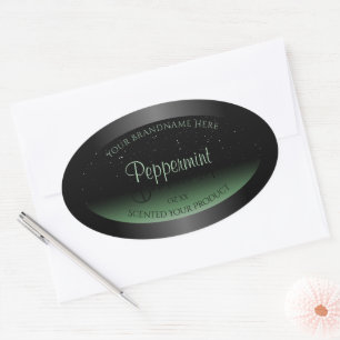 Elegant Black and Green Product Label Soft Glitter