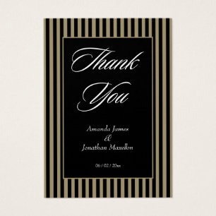 Elegant Black and Green Stripes Thank You Card