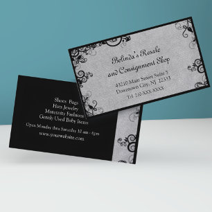 Elegant Black and Grey Deco Flourish Business Card