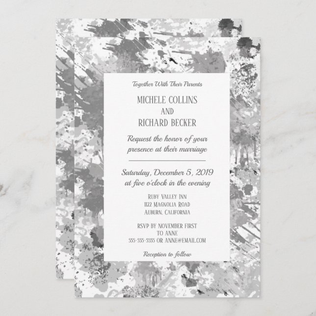 Elegant Black and Grey Invitation (Front/Back)