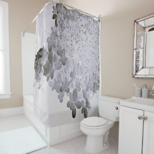 Elegant Black and Grey Limelight Hydrangea Shower Curtain