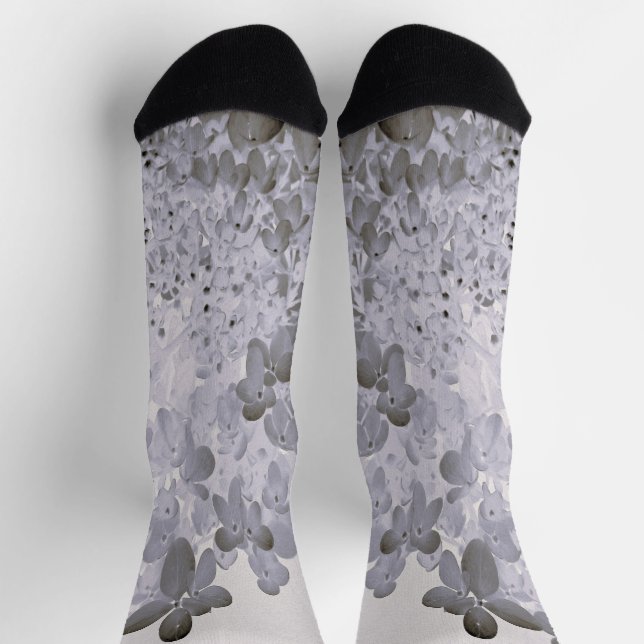 Elegant Black and Grey Limelight Hydrangea Socks (Top)