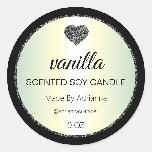 Elegant Black And Holographic Soy Candle Labels (Front)