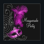 Elegant Black and Hot Pink Masquerade Party Invitation<br><div class="desc">Elegant hot pink feather mask with black and pearl background masquerade party invitation. This beautiful black and hot pink masquerade party invitation works well for a Quinceanera or sweet sixteen masquerade party, womans birthday masquerade party, Carnival or Mardi Gras masquerade party, masquerade prom invitation, or any other black and pink...</div>