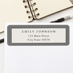 Elegant Black and Ivory Houndstooth Return Address