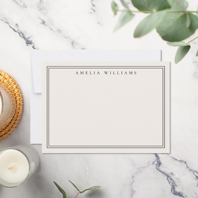 Elegant Black and Ivory Minimalist Two Border Card (Creator Uploaded)