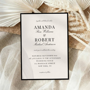 Elegant Black and Ivory Old Money Wedding Invitation
