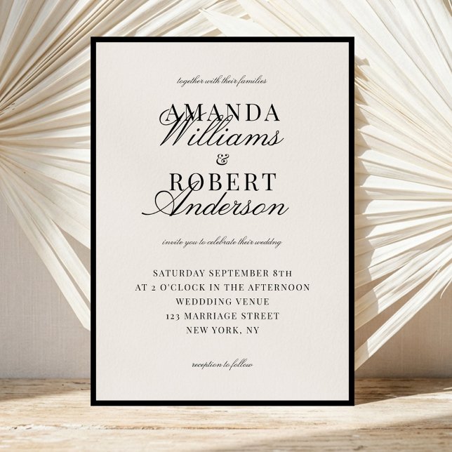 Elegant Black and Ivory Old Money Wedding Invitation (Creator Uploaded)