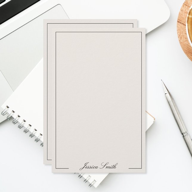 Elegant Black and Ivory Script Monogram Stationery (Creator Uploaded)