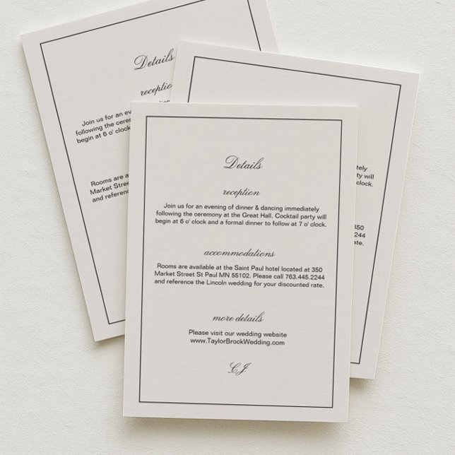 Elegant Black and Ivory Wedding Details Enclosure Card (Creator Uploaded)