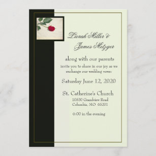 Elegant black and ivory wedding invitation