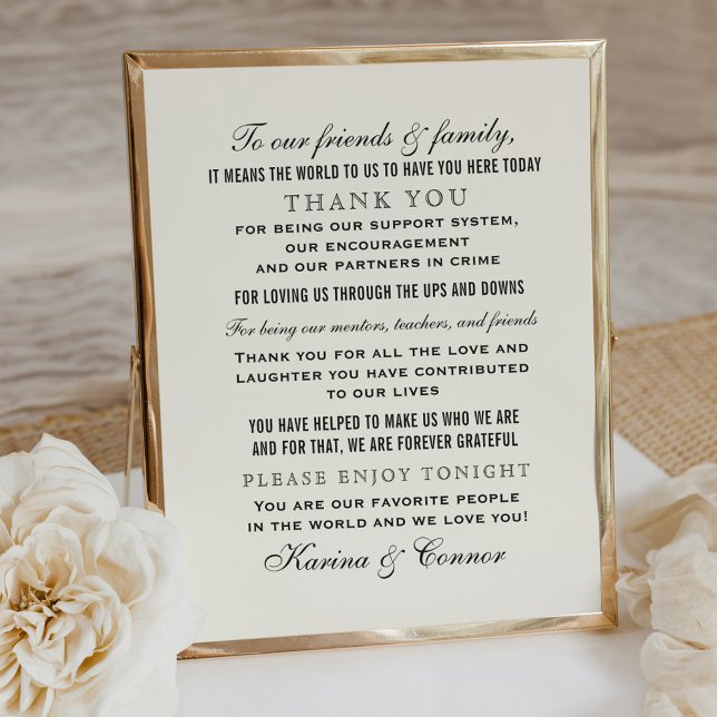 Elegant Black and Ivory Wedding Thank You Message Poster (Creator Uploaded)