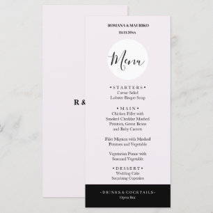 Elegant Black And Lilac Minimalist Menu
