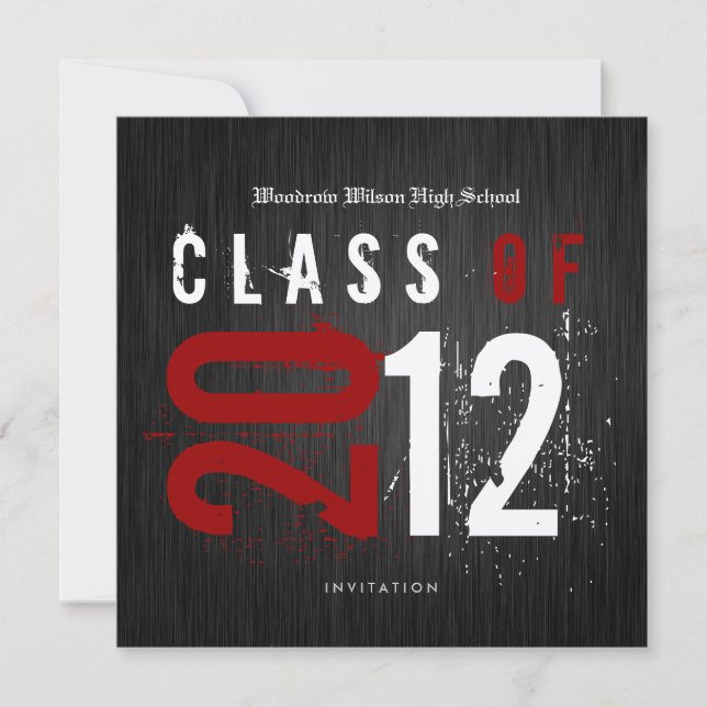 Elegant Black and Metallic Gold Class of 2012 Invitation (Front)