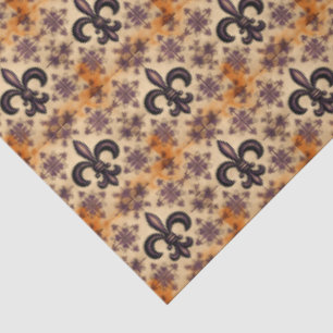 Elegant Black and Orange Decoupage Pattern Tissue Paper