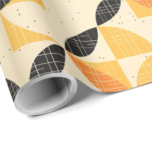 Elegant Black and Orange HalloweeHalloween Pattern Wrapping Paper