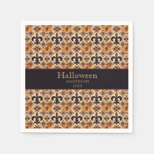 Elegant Black and Orange Pattern Napkin