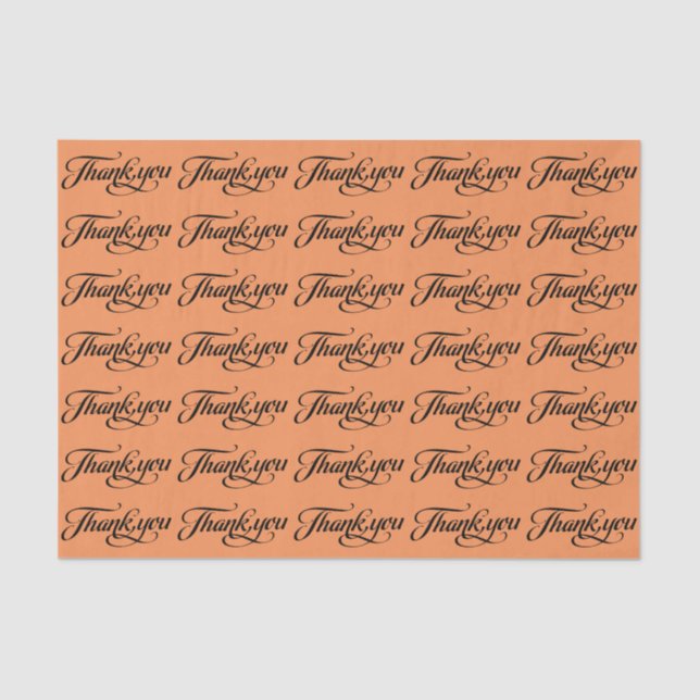 Elegant Black And orange Thank You Pattern Tissue Paper (Front)