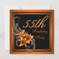 Elegant Black and Orange Tiger Lily Birthday Party