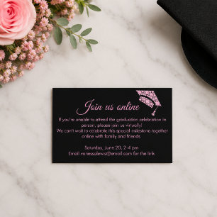 Elegant Black and Pink Graduation Party Enclosure Card