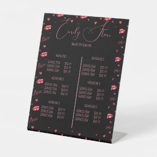 elegant black and pink salon services menu sign