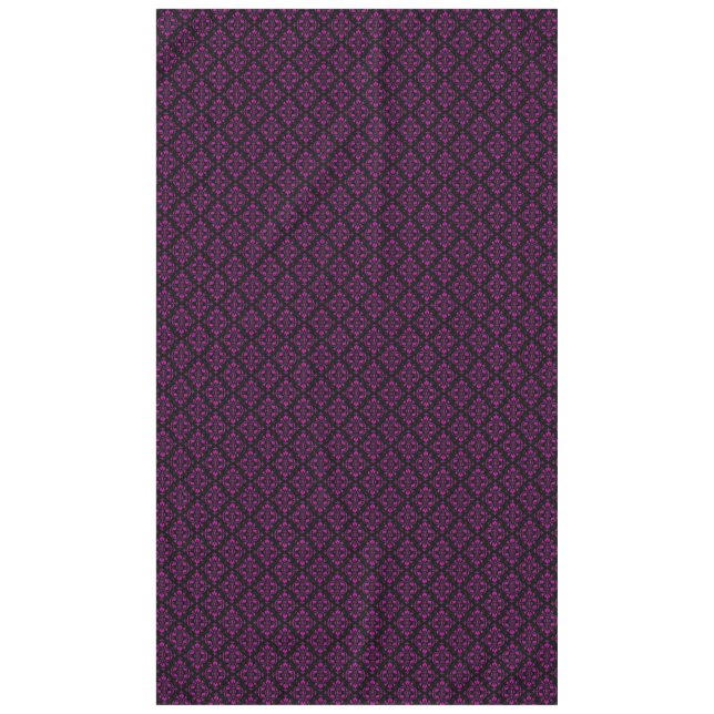 Elegant Black and Purple Damask Pattern Tablecloth (Front)