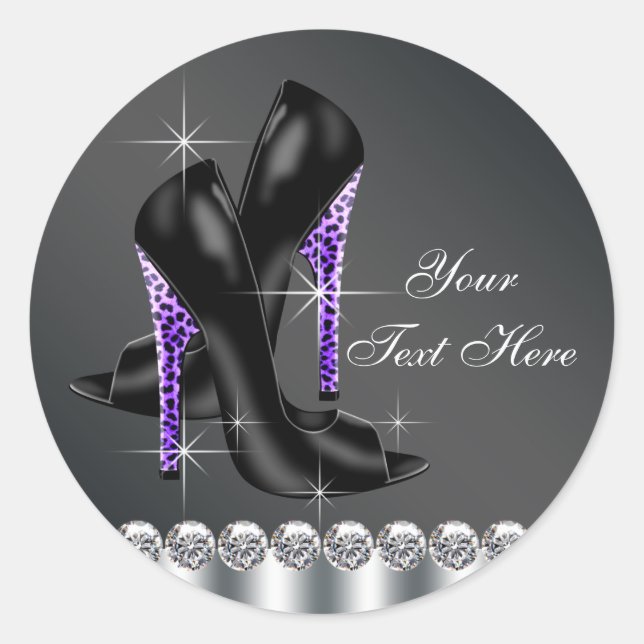 Elegant Black and Purple High Heel Shoe Stickers (Front)
