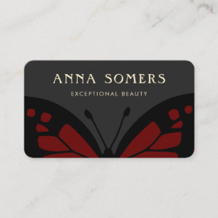 Elegant Black and Red Butterfly Business Card