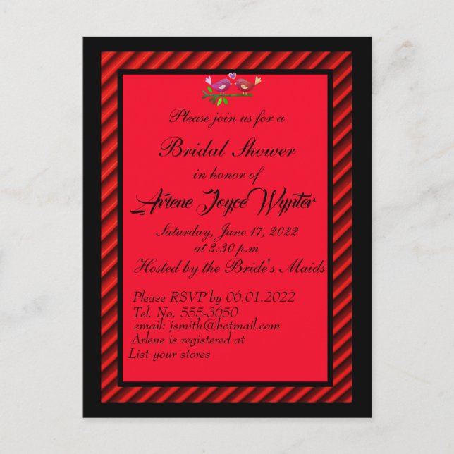 Elegant Black and Red Invitation Postcard (Front)