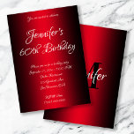 Elegant Black and Red Ombre 60th Birthday Invitation<br><div class="desc">Invite the divas to her 60th birthday celebration.
Striking black and red ombre birthday invitation.
Customisable background colour behind the gradient graphic. 
Customisable birthday party invites. Glam and chic invitations.
Customise the modern and elegant calligraphy font styles.</div>