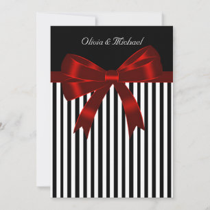 Elegant Black and Red Stripe Wedding Invitation