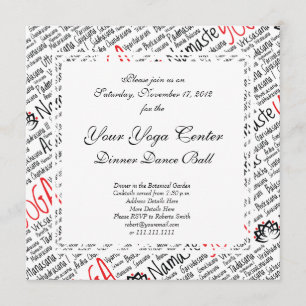 Elegant Black and Red Yoga Positions Lotus Blossom Invitation