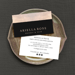 Elegant Black and Rose Gold Faux Shimmer Glitter Business Card