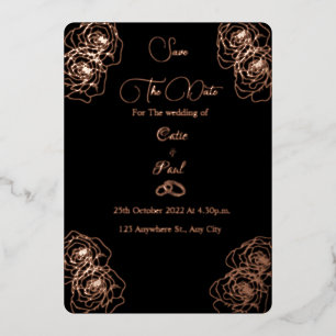 Elegant black and rose gold Save the date