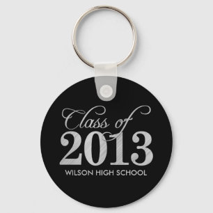 Elegant Black and Silver Class of 2013 key-chains Key Ring
