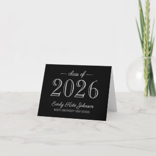 Elegant Black and Silver Class of 2023 Graduation Thank You Card