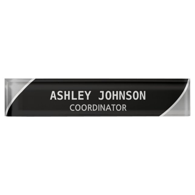 Elegant Black and Silver Colour Desk Name Plate (Front)