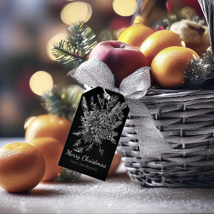 Elegant black and silver personalised Christmas Gift Tags