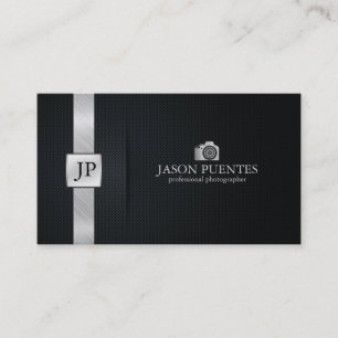 Elegant Black and Silver Professional Photographer Business Card
