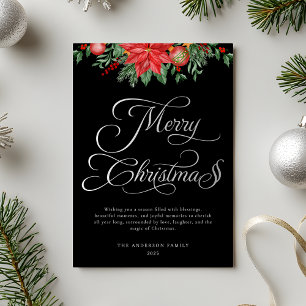 Elegant Black and Silver Script Festive Christmas