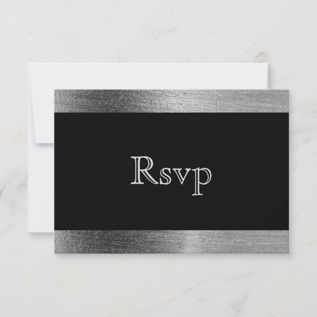 Elegant Black and Silver Starlights Wedding - RSVP (Front)