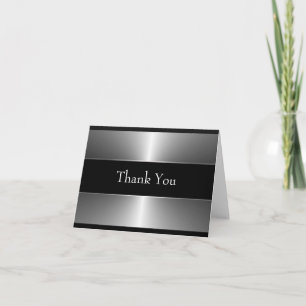 Elegant Black and Silver Thank You Card