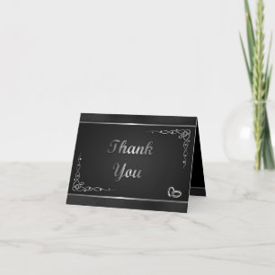 Elegant Black and Silver Wedding Thank You Cards