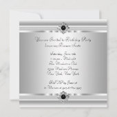 Elegant Black and Silver Womans Birthday Party Invitation (Back)
