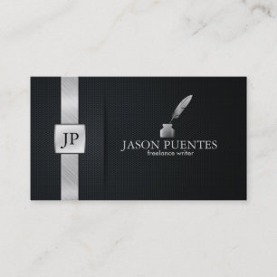 Elegant Black and Silver Writer's Business Card