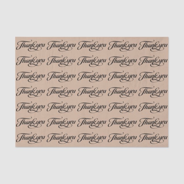 Elegant Black And Tan Thank You Pattern Tissue Paper (Front)