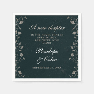 Elegant Black and Tan Vintage Library Wedding Napkin