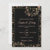 Elegant Black and Tea Pink Floral Wedding
