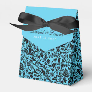 Elegant Black and Teal Blue Wedding Favour Box