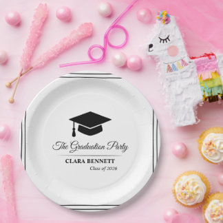 Elegant Black and White 2026 Graduation Plate